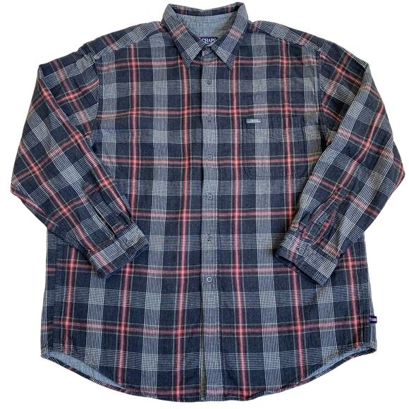 Chaps RL Mens Sz XXL Grey Plaid Button Down Shirt Double Cloth Cotton Casual - Picture 6 of 16